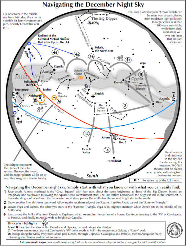 Navigating the Night Sky for December 2024 - Monthly Star Maps from the Astronomical League