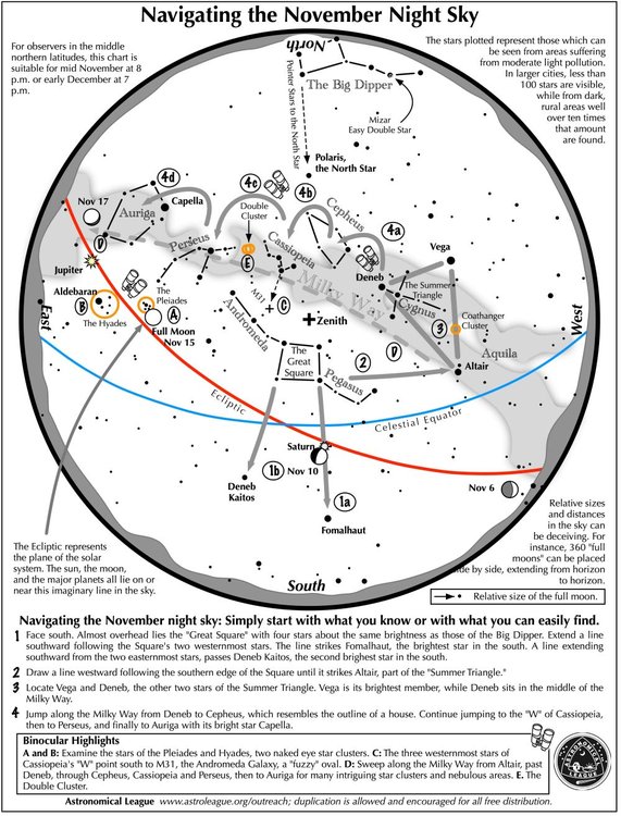 Navigating the Night Sky for November 2024 - Monthly Star Maps from the Astronomical League