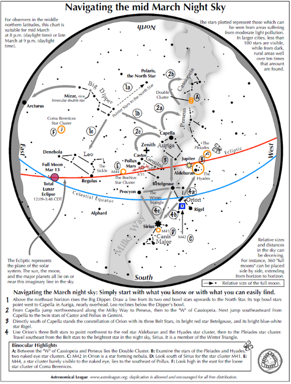 Navigating the Night Sky for March 2025 - Monthly Star Maps from the Astronomical League