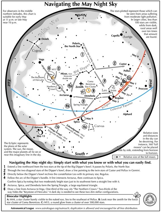 Navigating the Night Sky for May 2025 - Monthly Star Maps from the Astronomical League