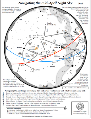 Navigating the Night Sky for April 2026 - Monthly Star Maps from the Astronomical League