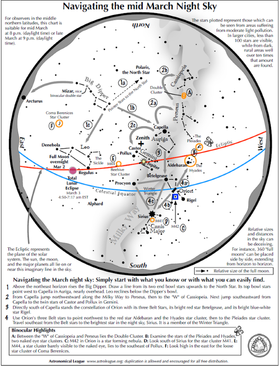 Navigating the Night Sky for March 2026 - Monthly Star Maps from the Astronomical League