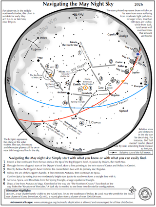 Navigating the Night Sky for May 2026 - Monthly Star Maps from the Astronomical League